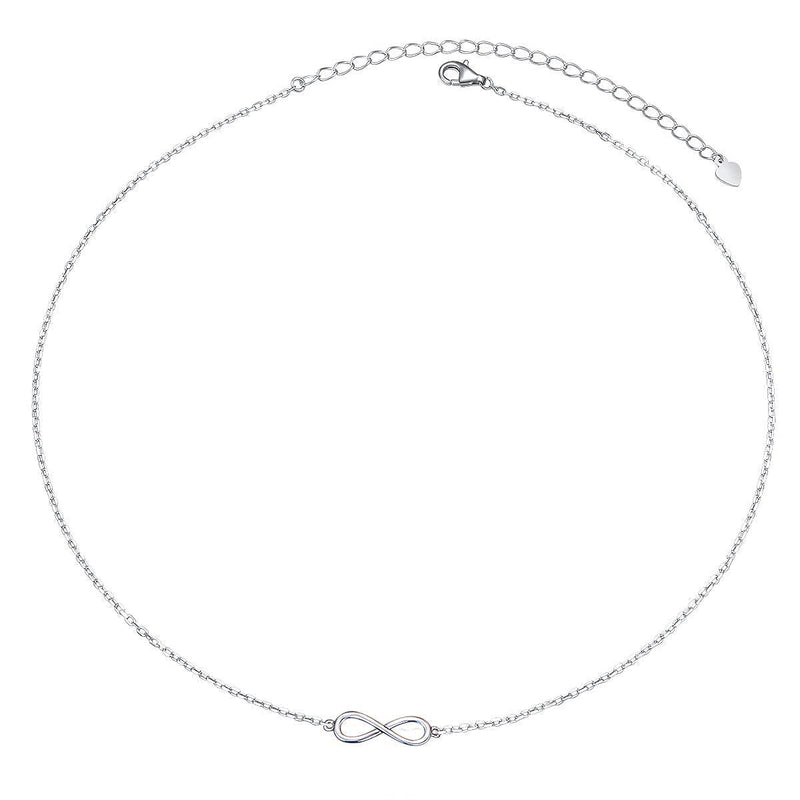 [Australia] - S925 Sterling Silver Choker Short Dainty Necklace Pendant for Women Girl Infinity 