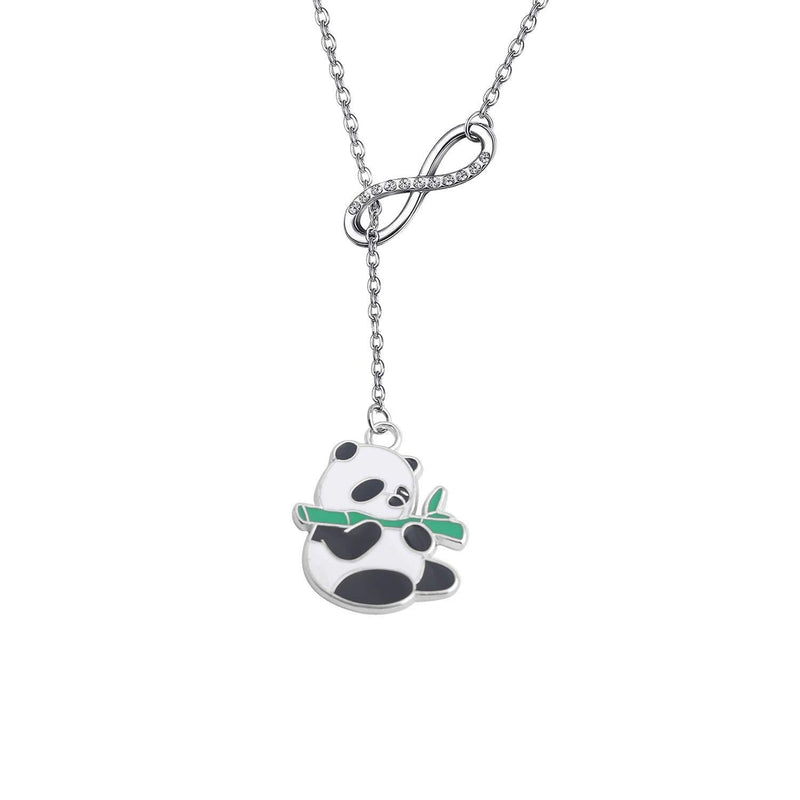 [Australia] - AKTAP Panda Necklace Panda Lover Gifts Infinity Y Necklace Cute Animal Panda Bear Jewelry for Mother's Day Birthday Gift BFF Jewelry 