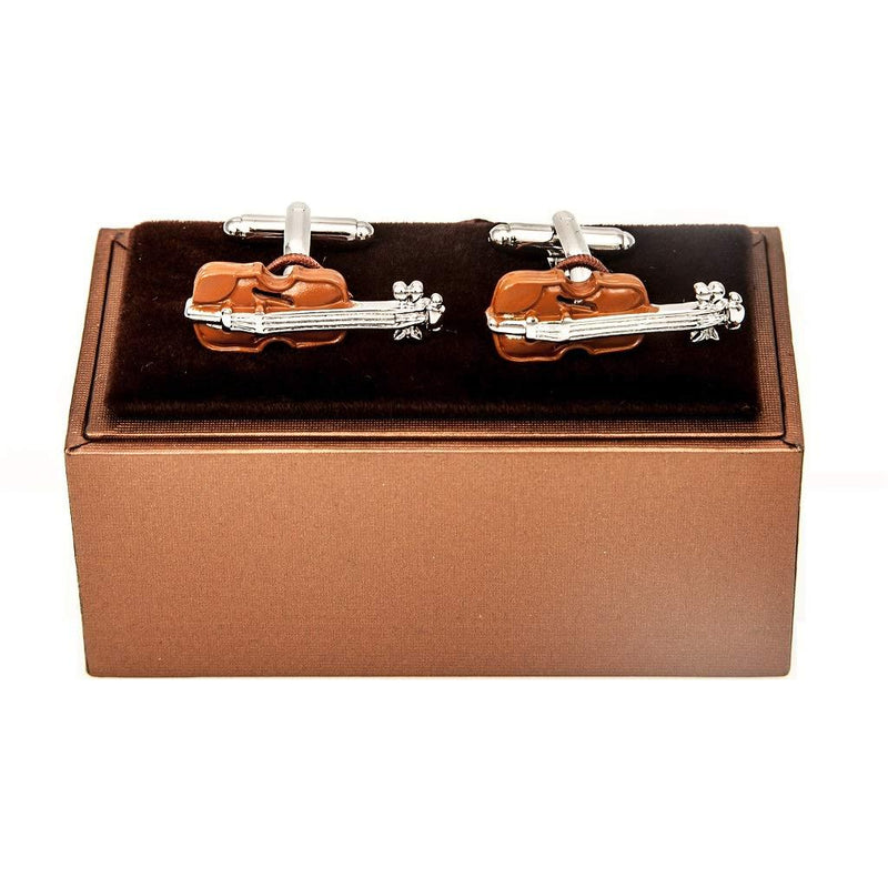 [Australia] - MRCUFF Violin Pair Cufflinks in a Presentation Gift Box & Polishing Cloth 
