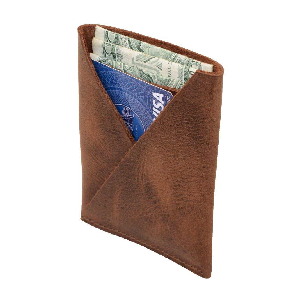 [Australia] - Hide & Drink, Leather Front Pocket Card Holder, Holds Up to 4 Cards Plus Folded Bills / Wallet / Pouch / Case / Organizer, Handmade Includes 101 Year Warranty :: Bourbon Brown 