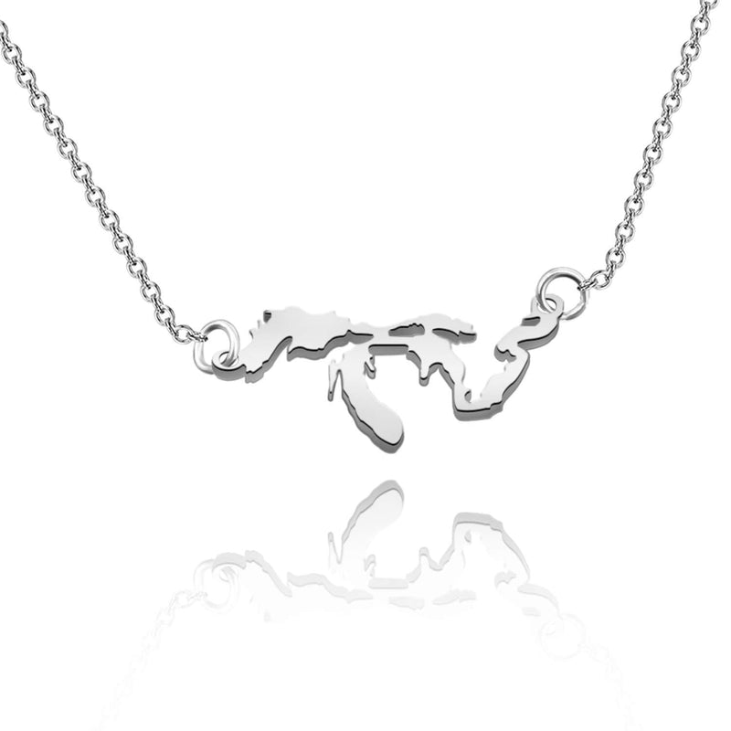 [Australia] - WUSUANED Great Lakes Necklace I Heart Minnesota Lake Michigan Jewelry Gift michigan necklace 