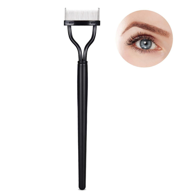 [Australia] - Eyelash Comb Brush, Acavado Eyelash Separator Tool Lash Comb Definer with Metal Teeth (Black) Black 