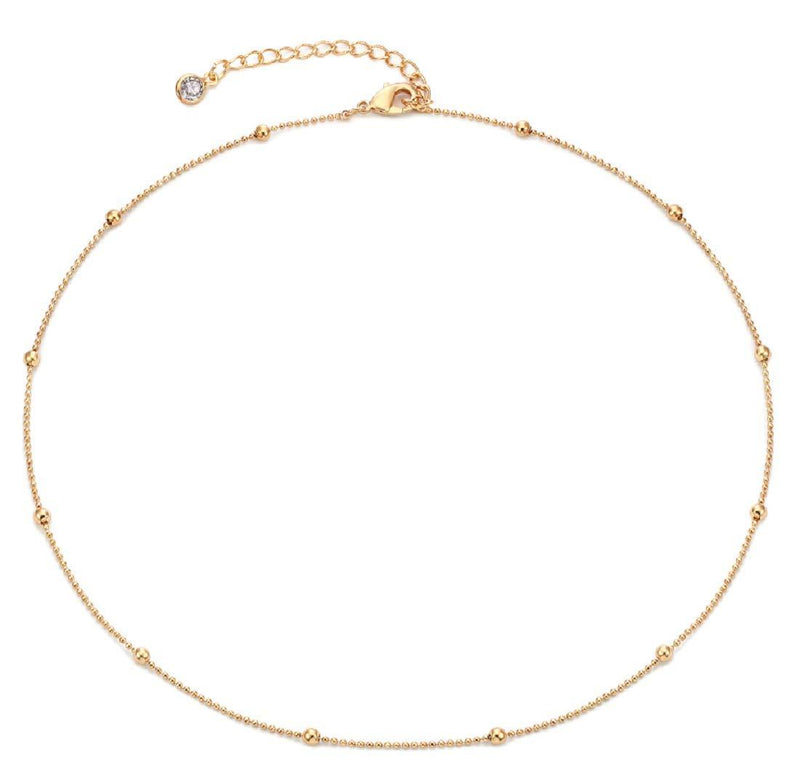 [Australia] - Gold Chain Choker Necklace,14K Gold Plated Dainty Cute Lip Chain Long Necklace Delicate Fashion Choker Necklace Jewelry Gift for Women satellite bead chain 