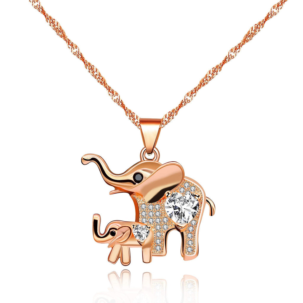 [Australia] - Uloveido Mom Love Baby Elephant Pendant Necklace Fashion Women Good Luck Jewelry Necklace for Mom Daughter Y484 Rosegold 