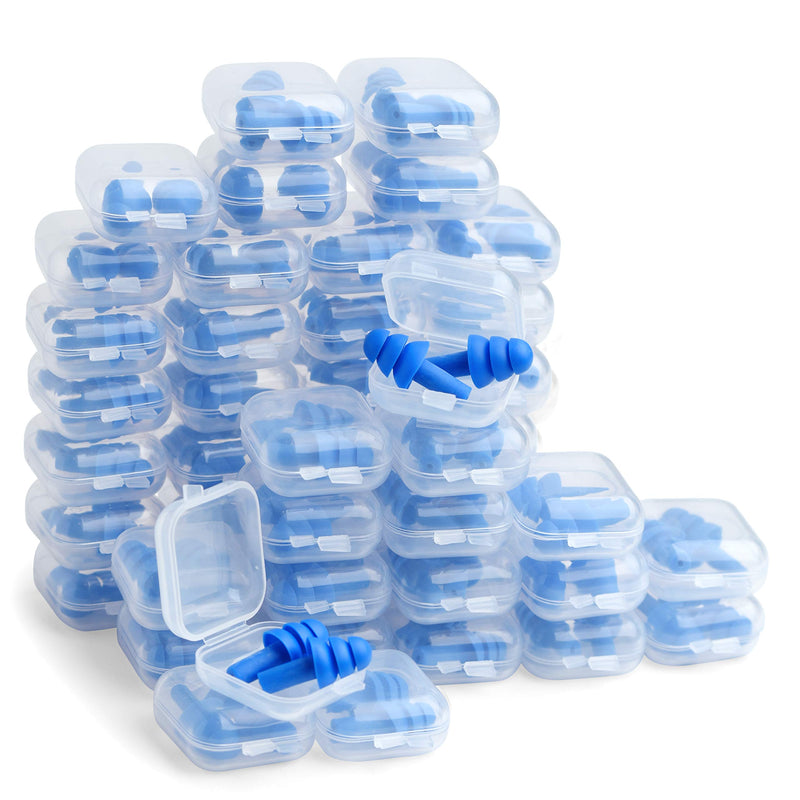 [Australia] - 50 Pair Silicone Ear Plugs in Plastic Cases NRR 28dB Soft Reusable Washable Comfortable for Swimming Adults Earplugs Water Shower Surfing Sports 50 Pair (Pack of 1) 