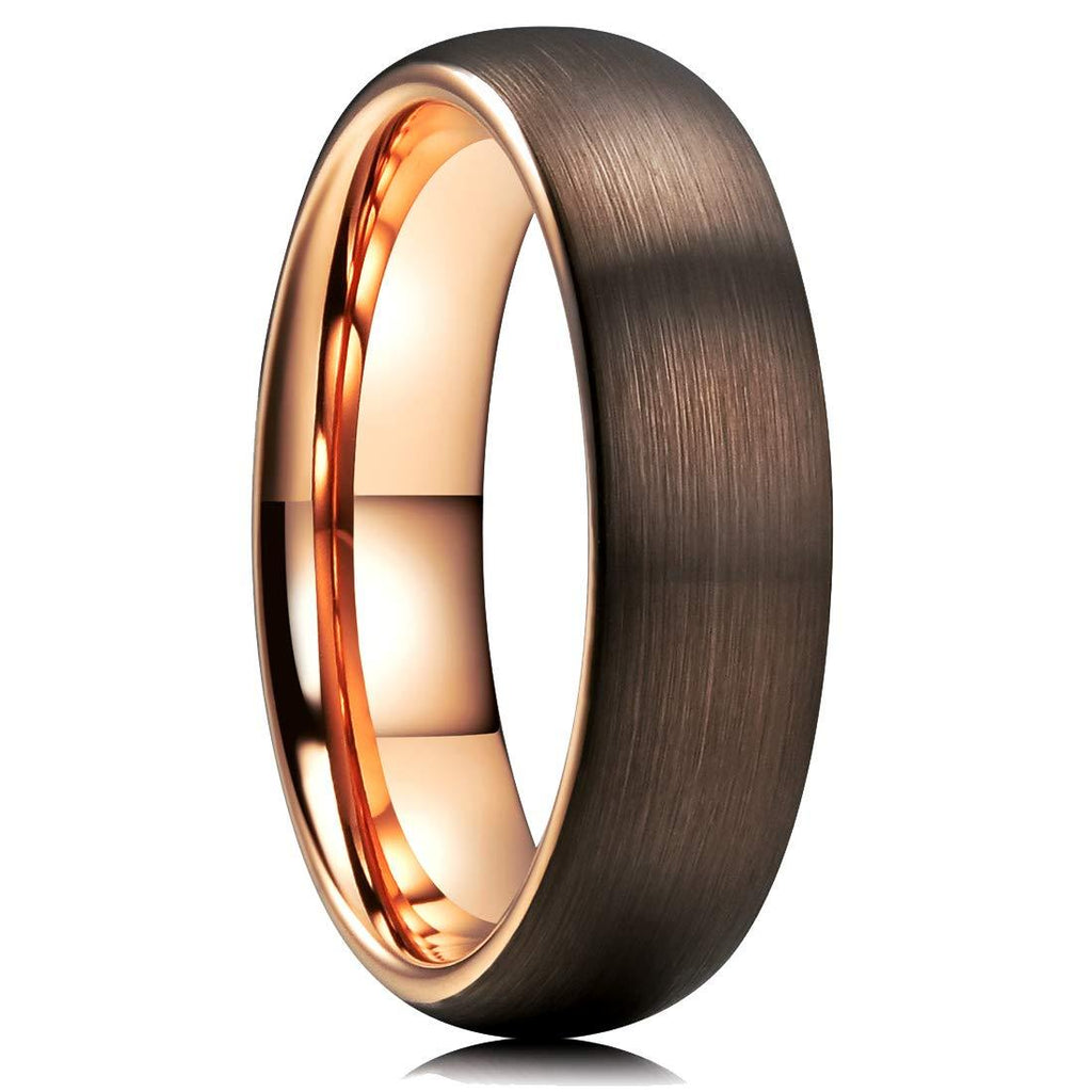 [Australia] - King Will Duo 2mm 4mm 6mm 8mm Dome Brown Tungsten Carbide Wedding Band Ring Rose Gold Inside Comfort Fit 5 