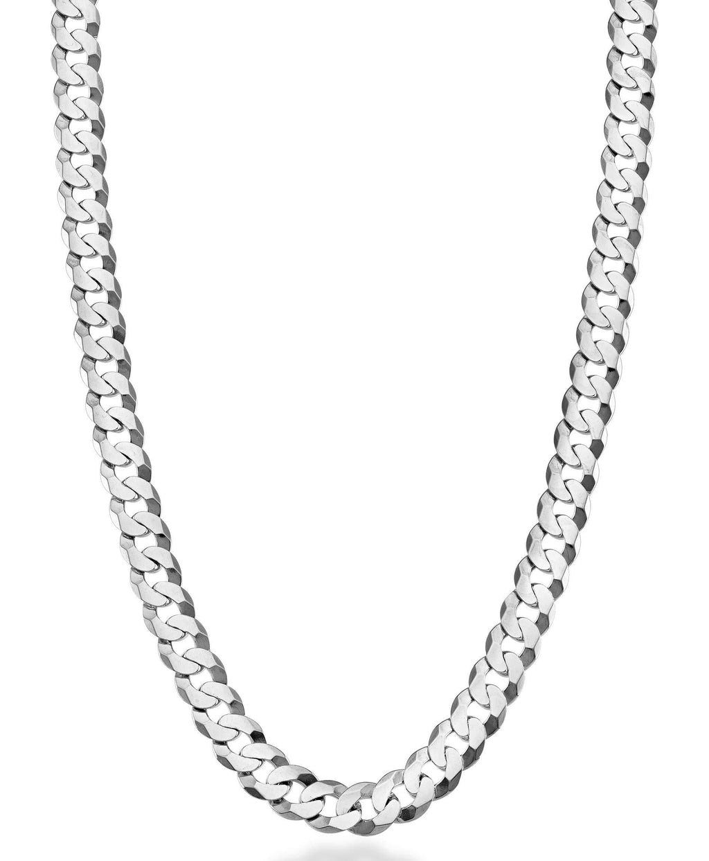 [Australia] - Miabella Solid 925 Sterling Silver Italian 7mm Diamond Cut Cuban Link Curb Chain Necklace for Men Women, 16, 18, 20, 22, 24, 26, 30 Inch Length 16 Inch (choker length) 