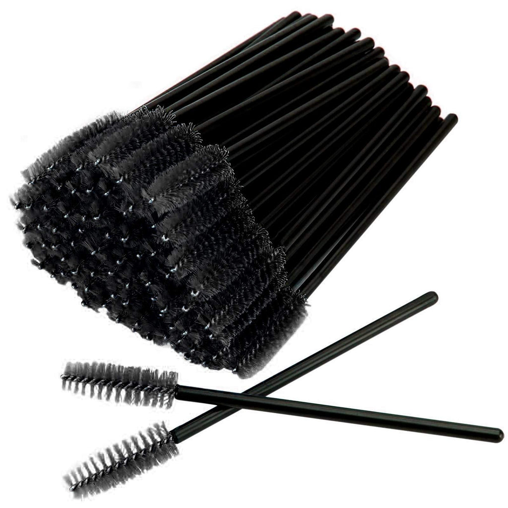 [Australia] - GreenLife 50 pcs Multicolor Disposable Eyelash Brush Eyebrow Brush Mascara Wands Applicator Makeup Brush(50pcs, Black-Black) 