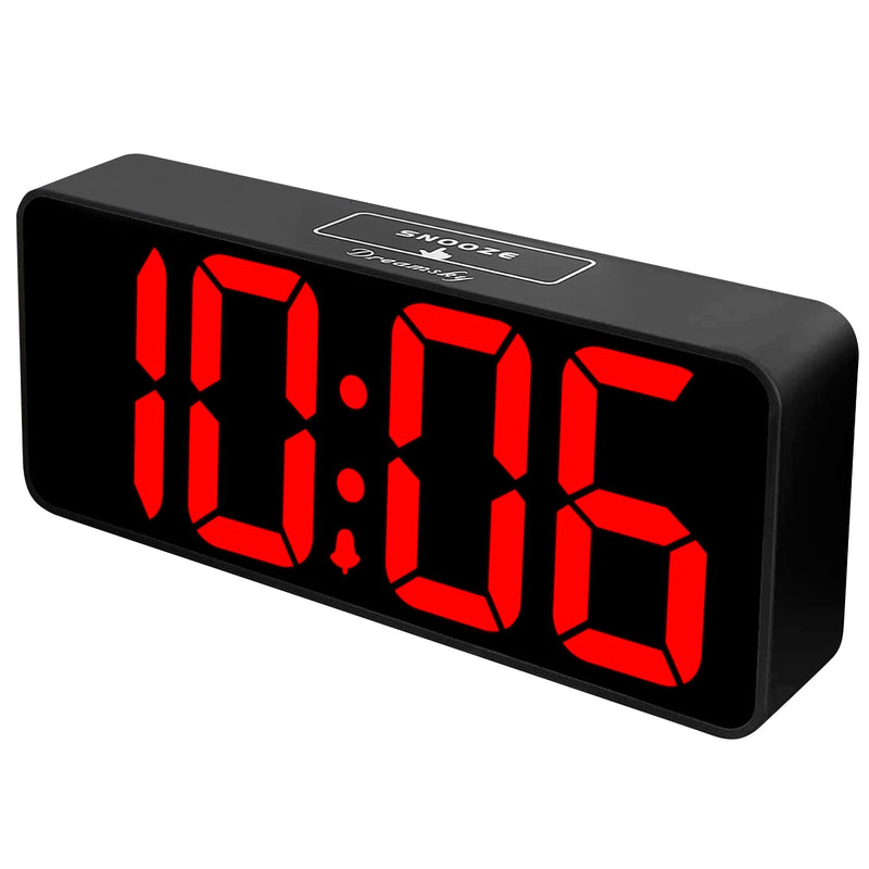 [Australia] - DreamSky Large Digital Alarm Clock Big Numbers for Seniors & Visually Impaired - 8.9 Inches Electric Clocks for Bedroom, Jumbo Display Fully Dimmable Brightness, USB Ports, Adjustable Alarm Volume Black Case + Red Digit 