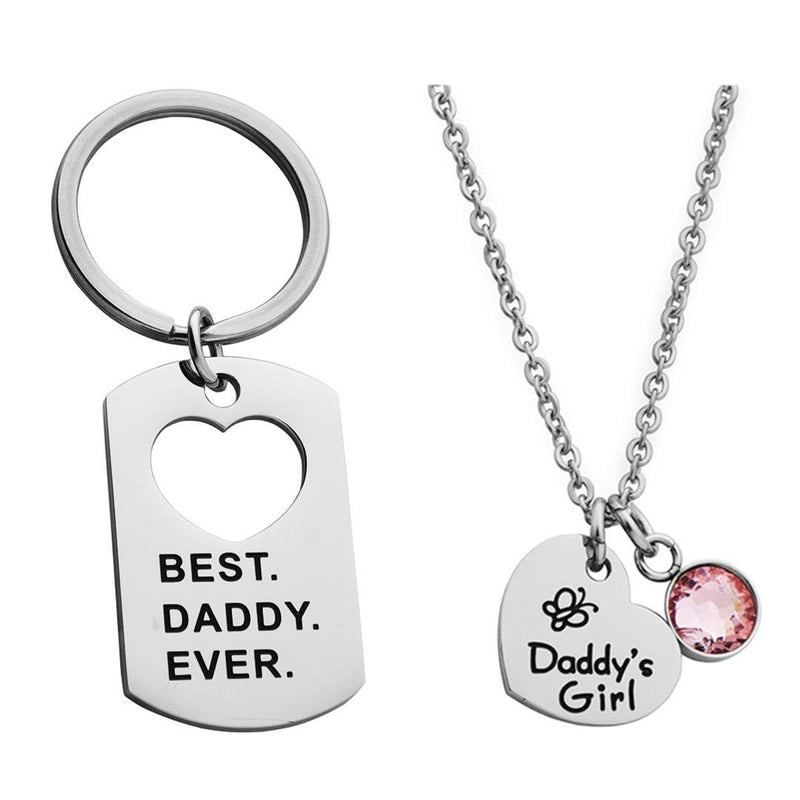 [Australia] - Ankiyabe Father Daughter Gift Dad Keychain and Daddy's Girl Necklace Matching Jewelry Set Gift for Daddy from Daughter Best Daddy Ever & Daddy's Girl 