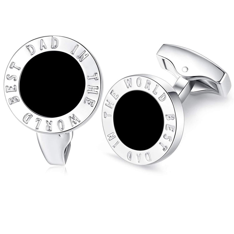 [Australia] - HONEY BEAR Round Cufflinks for Mens Shirt Best Dad in The World for Fathers Day Black 