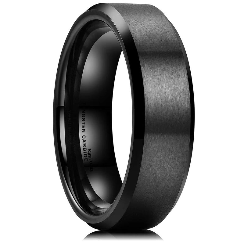 [Australia] - King Will Basic 6mm 7mm 8mm 9mm 10mm Men Wedding Black Tungsten Ring Matte Finish Beveled Polished Edge Comfort Fit 4 