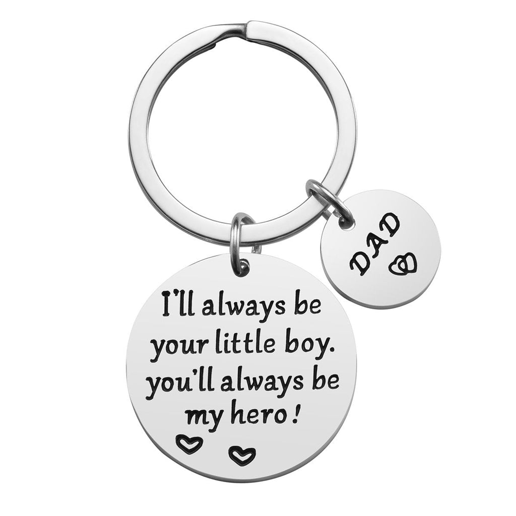 [Australia] - Father’s Day Gift - Dad Gift from Son for Birthday, I'll Always Be Your Little Boy, You Will Always Be My Hero Keychain 