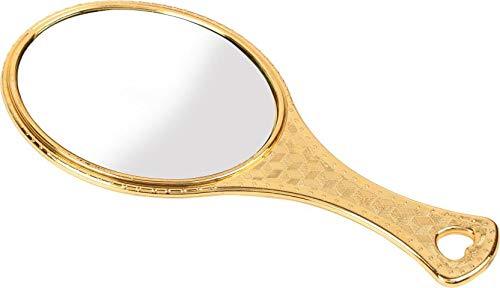 [Australia] - Garden Of Arts Golden Handheld Salon Barbers Hairdressers Oval Mirror with Grip Handle 