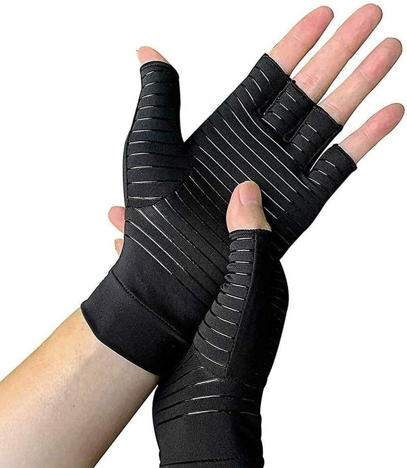 [Australia] - Copper Arthritis Compression Gloves Hands Arthritis Gloves for Pain Relief Swelling Copper Carpal Tunnel Glove Fingerless Medium 