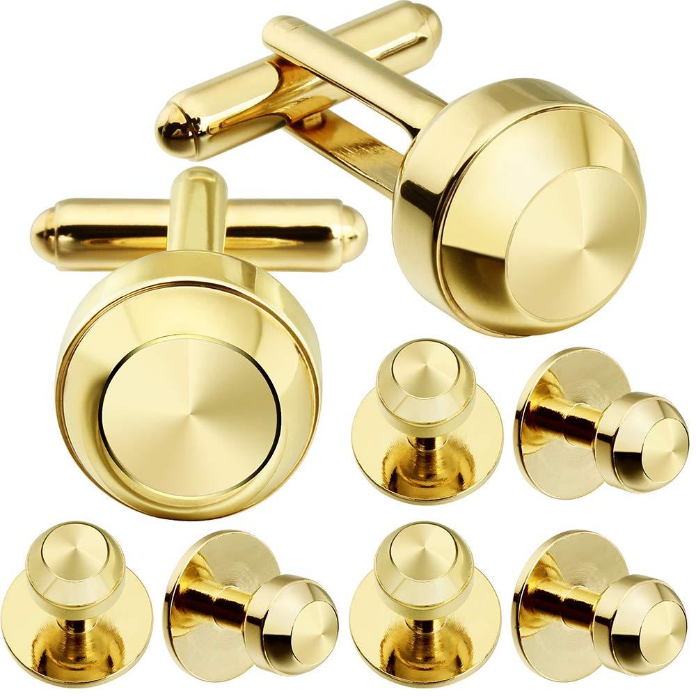 [Australia] - HAWSON Cufflinks and Studs for Men-Fashion Men Tuxedo Shirt Cufflinks and Studs Set for Regular Weeding Business Accessories Gold 