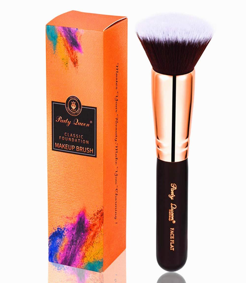 [Australia] - Party Queen Foundation Makeup Brush-Luxury Copper Ferrule，Face Flat Top Kabuki Makeup Tool for Liquid, Cream, and Powder - Buffing, Blending Face Brush Tool 