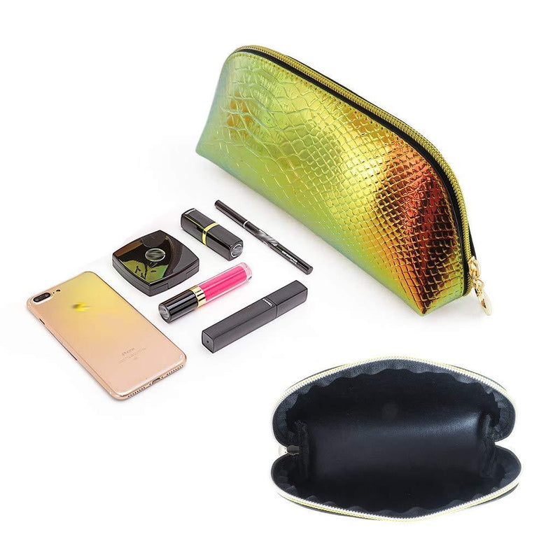 [Australia] - RemeeHi Hand Organizer Bag Shiny Hologram Laser PU Waterproof Makeup Cosmetic Bag Green Light Green 