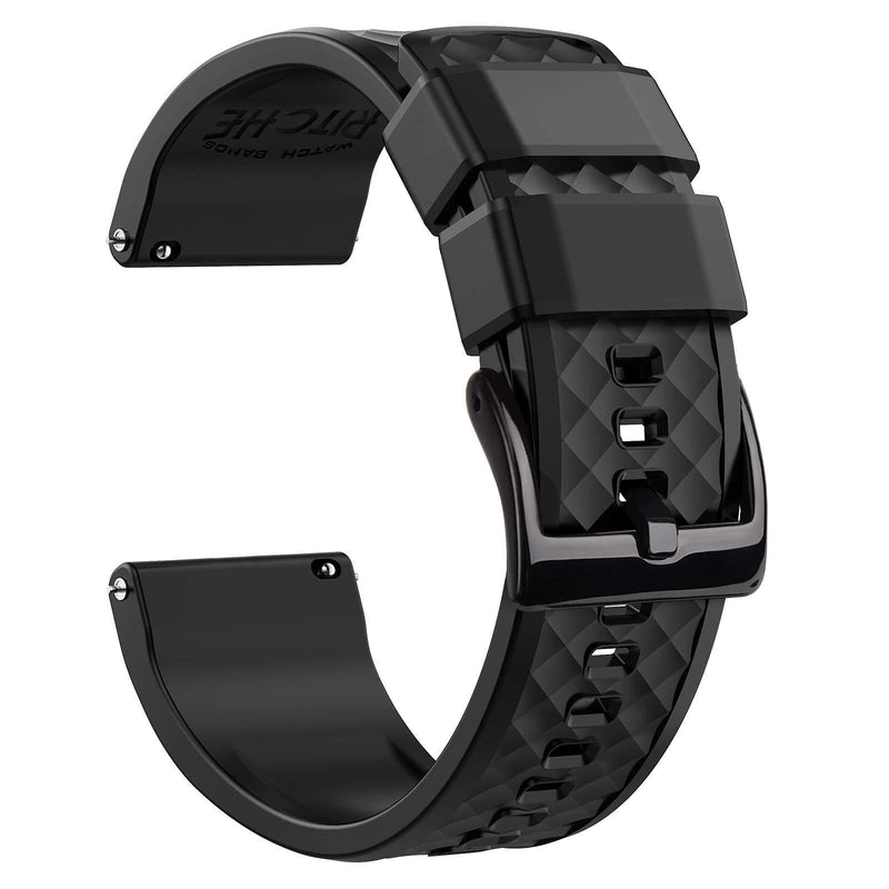 [Australia] - Ritche Silicone Watch Bands 18mm 19mm 20mm 21mm 22mm 23mm 24mm Quick Release Rubber Watch Bands for Men Women Black / Black 