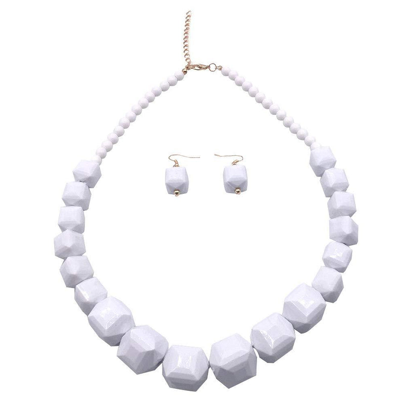 [Australia] - Halawly 5 Colors Acrylic Beads Statement Strand Necklaces White 