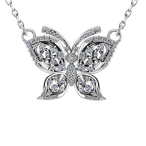 [Australia] - Silver Smile Solid Sterling Silver 3.2 CT Cubic Zirconia Crystal Butterfly Pendant on 18 inch Rope Chain cubic-zirconia 