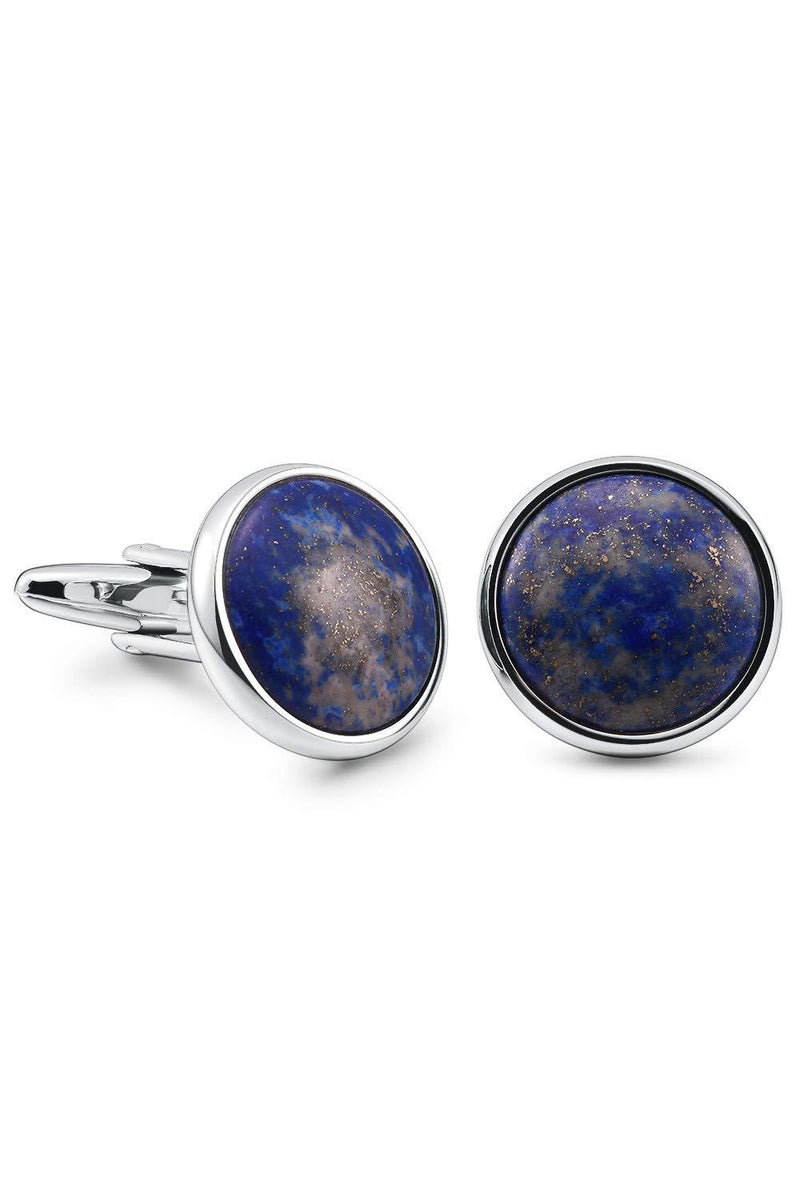 [Australia] - THREE KEYS JEWELRY Mens Blue Lapis Lazuli Cufflinks for Men Green Created Opal Inlay Black Cufflinks for Women Wedding Business Dress Shirts Silver Cufflinks Set lapis lazuli Inlay 