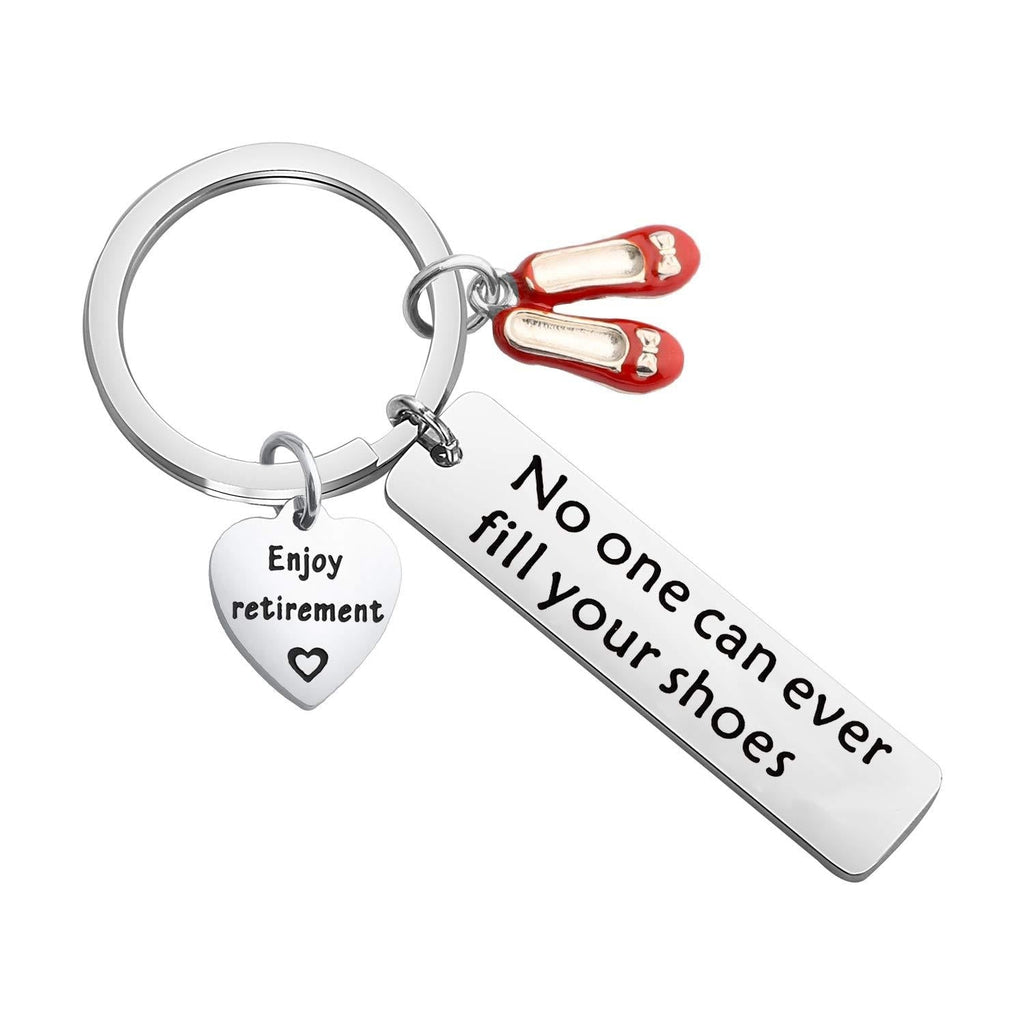 [Australia] - bobauna Enjoy Retirememnt Keychain No One Can Ever Fill Your Shoes With High Heels Charm Retirement Gift For Boss Staff Coworker Employee retirement shoes keychain 