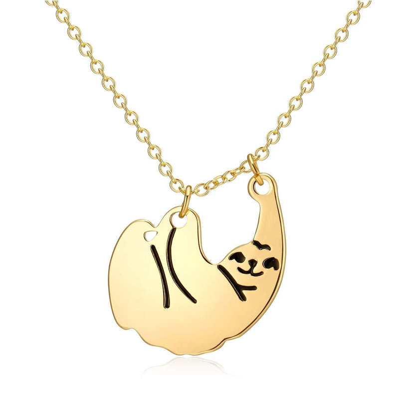 [Australia] - Q﹠YFH Sloth Necklace Gifts Silver Cute Animal Pendant Necklace Gift for Women Teen Girls A-Gold 