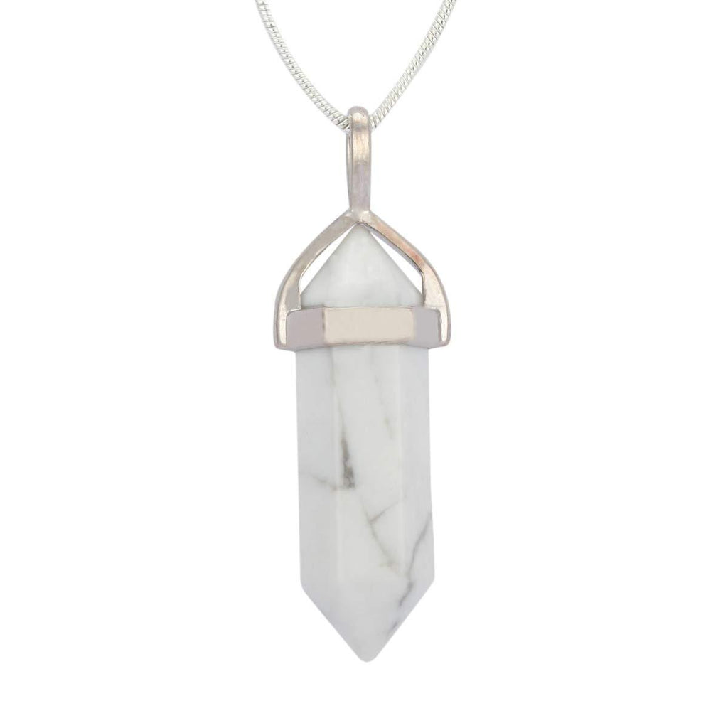 [Australia] - Natural Gemstone Pendant Necklace Healing Crystal Quartz Reiki Chakra Gem Stones 18 Inch Jewelry Women Girls Men Birthday Gifts 6) white howlite 