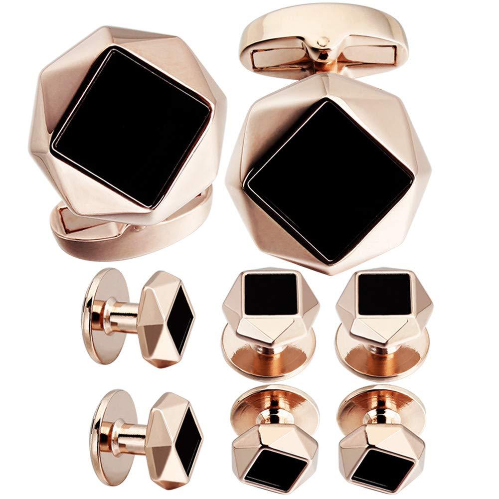 [Australia] - Rose Gold Cuff Links and Studs Set for Men Tuxedo Shirts -Best Gifts for Wedding Business Formal Evebt 