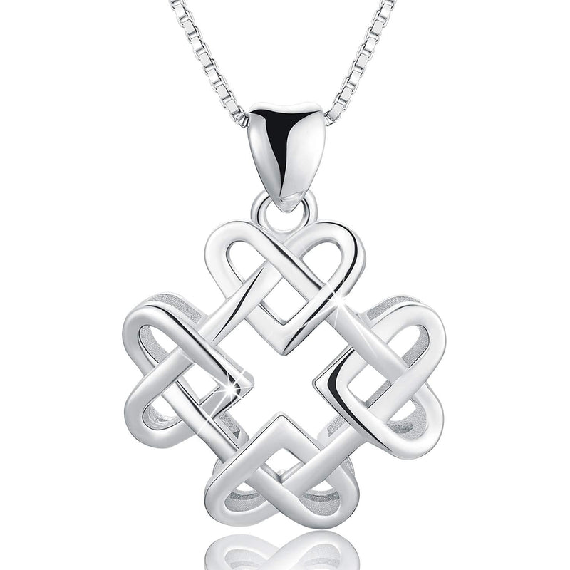 [Australia] - Esberry ✦Gifts for Christmas✦18K Gold Plated 925 Sterling Silver Endless Love Vintage Celtic Knot Pendant Necklace Hollow Pendant with Necklaces for Girls and Women White Gold 