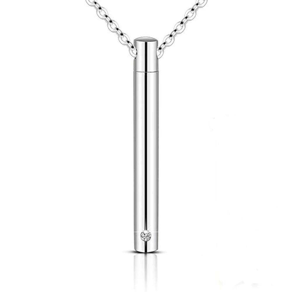 [Australia] - Urn Necklace Bar Pendant Memorial Jewelry - Ashes Keepsake Exquisite Cremation Jewelry Silver Tone 