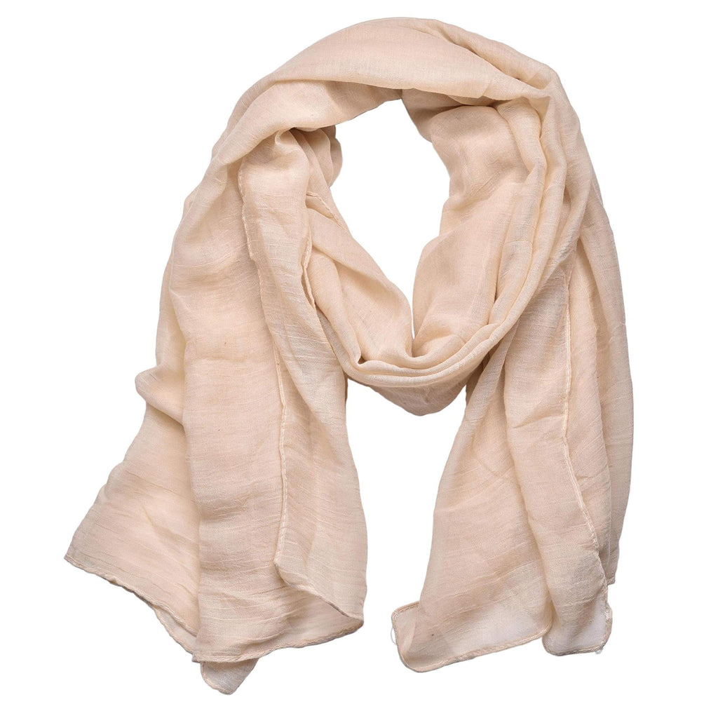 [Australia] - Woogwin Women's Cotton Scarves Lady Light Soft Fashion Solid Scarf Wrap Shawl Beige One Size 