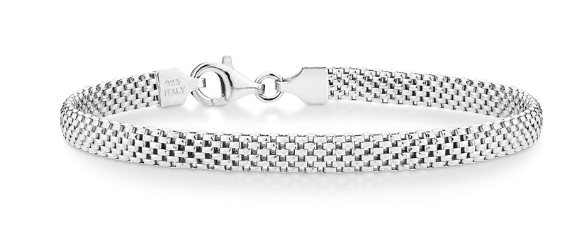 [Australia] - Miabella 925 Sterling Silver Italian 5mm Mesh Link Chain Bracelet for Women, 6.5, 7, 7.5, 8 Inch Made in Italy 6.5 Inches (5.5"-5.75" wrist size) 