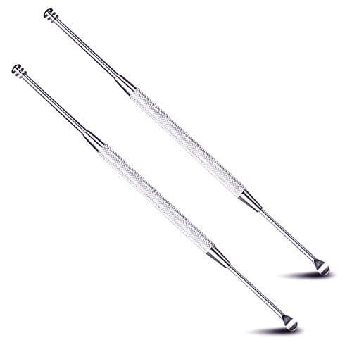 [Australia] - Luxxii 2 Pack - Stainless Steel Ear Spoon Portable Double-Ended Ear Pick Earwax Cleaning Tools Removal Ear Cleaner Spoon Spiral Ear Clean Tool 