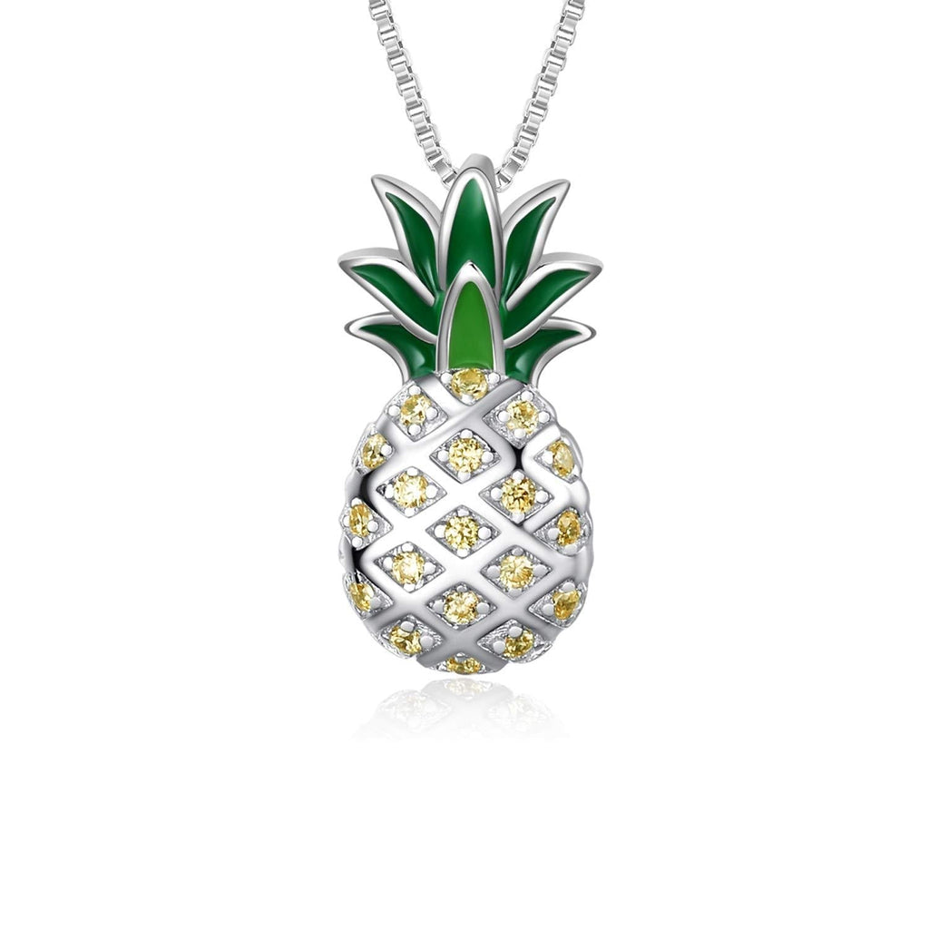 [Australia] - LUHE Pineapple Pendant Necklace,Pineapple Stud Earrings,Pineapple Threader Earrings,Sterling Silver Two-Tone Pineapple Jewelry Gift for Women Teens Girls B Pineapple necklace 