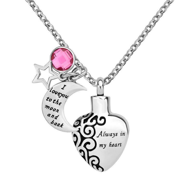 [Australia] - Cool Jewelry Always in My Heart Pendant I Love You to The Moon and Back Urn Necklace for Ashes Cremation Memorial Jewelry 10-Oct 