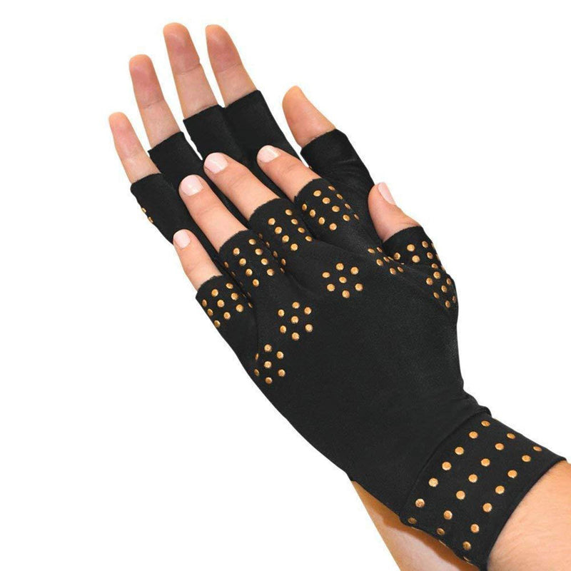 [Australia] - Compression Arthritis Gloves - Magnetic Anti-Arthritis Fingerless Health Therapy Gloves Copper Infused Arthritis Gloves, Compression Therapy, Increases Blood Flow for Women and Men(1 Pair) 