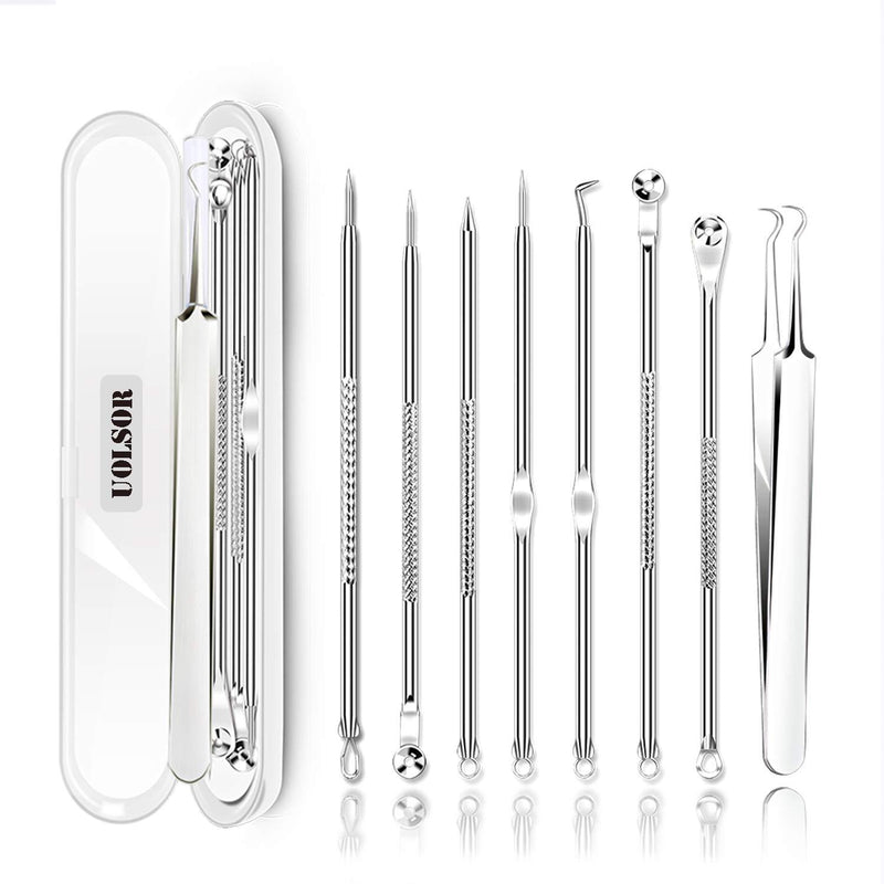[Australia] - [Upgraded] 8PCS Blackhead Remover, Pimple Tool Kit, Acne Tools, Comedone Extractor, Blemish Whitehead Removal, Professional Curved Tweezers Kits, Premium Stainless Steel 