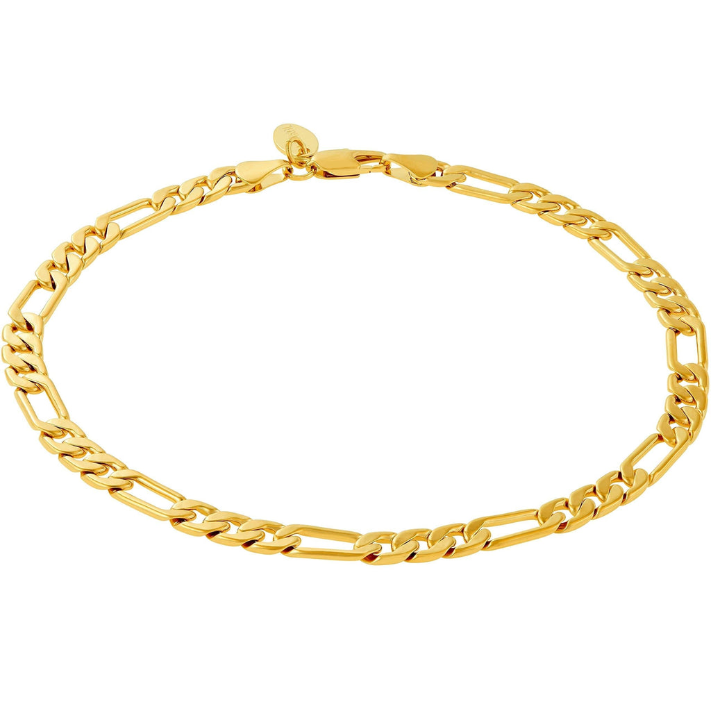 [Australia] - Lifetime Jewelry 5mm Figaro Chain Anklet for Women and Men 24k Real Gold Plated 10.0 Inches 