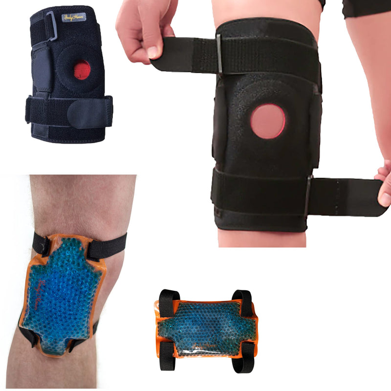 [Australia] - BodyMoves Kid's Hinged Knee Brace Support Plus Hot and Cold Ice Pack (Sporty Black) 