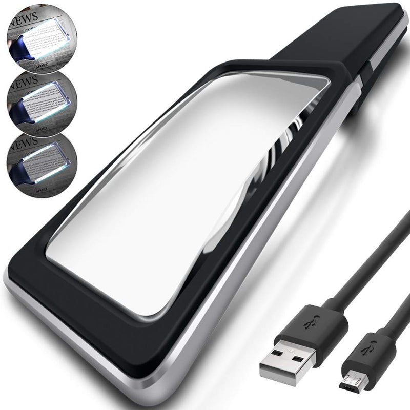 [Australia] - [Rechargeable] 4X Magnifying Glass with [10 Anti-Glare & Fully Dimmable LEDs]-Evenly Lit Viewing Area-The Brightest & Best Reading Magnifier for Small Prints, Low Vision Seniors, Macular Degeneration 