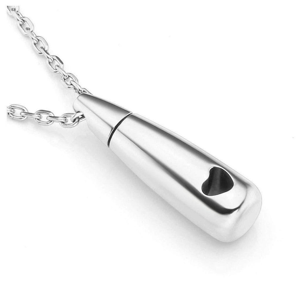 [Australia] - Sunligoo Womens Mens Urn Ashes Necklace Silver Stainless Steel Teardrop Heart Pendant Necklaces for Cremation Memorial Keepsakes 