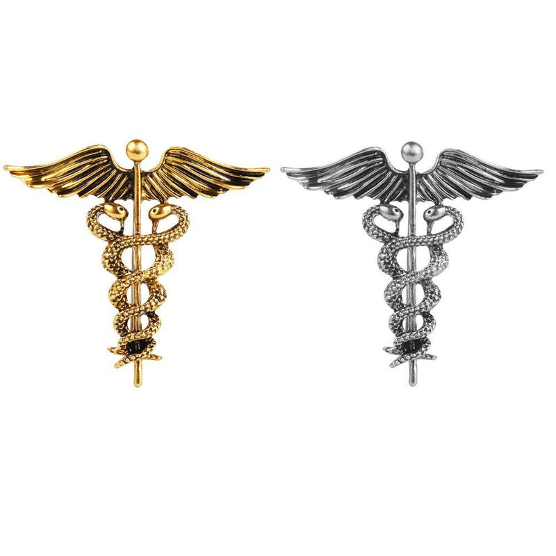 [Australia] - BELUCKIN 3 PCS Medical Caduceus Doctor Nurse Brooch Pin Sets Jewelry for Graduation Medical Student Gifts 2 pcs 