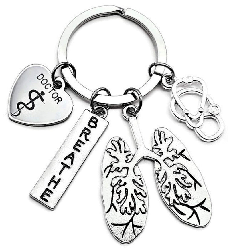 [Australia] - Lung Doctor Keychain, Doctor Keychain, Lung Keychain, Lung Specialist, Stethoscope, Anatomical Lung, Breathe, Pulmonary, Respiratory Therapist Gift, Lung Disease, Doctor Gift, Lung Doctor Key Ring 