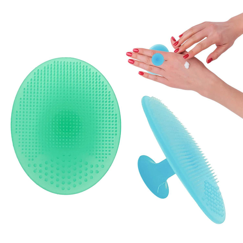 [Australia] - Facial Cleansing Brush,Soft Food Grade Silicone Face Scrubber,Facial Scrub for Massage Pore Cleansing Blackhead Removing-Gentle Exfoliation and Deep Scrubbing (Blue, Green) Blue, Green 