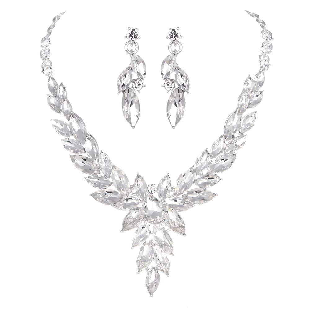 [Australia] - Molie Crystal Necklace Earrings Jewelry Sets for Bridal Bridesmaids Wedding Party Clear 