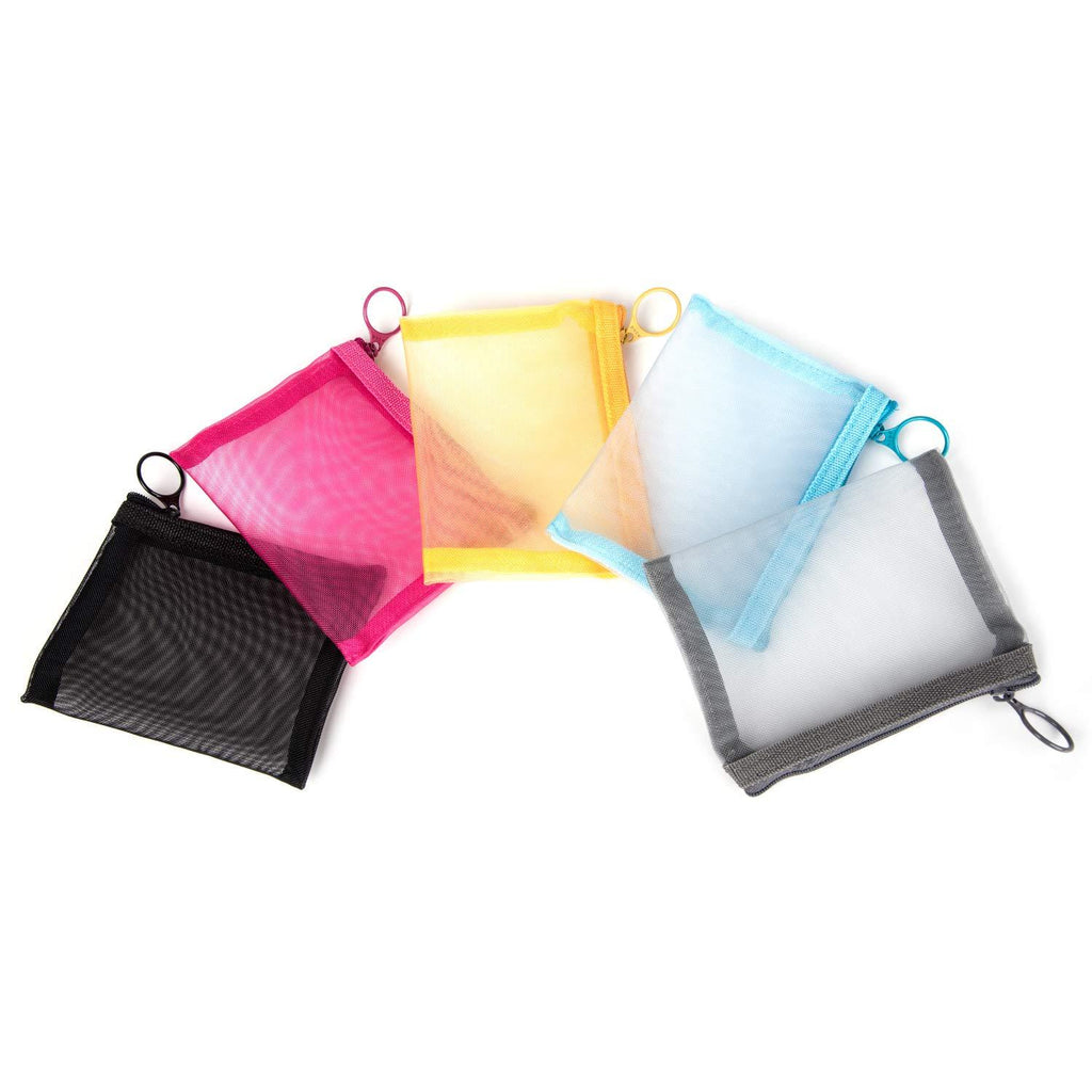 [Australia] - Patu Mini Zipper Mesh Bags, 4" x 5", Size S / A7, 5 Pieces, Beauty Makeup Lipstick Cosmetic Accessories Organizer, Small Travel Kit Storage Pouch, Assorted Colors S (5 pcs) 5 Assorted Colors 