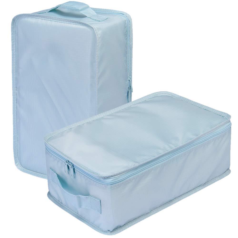 [Australia] - Travel Shoe Bags, Foldable Waterproof Shoe Pouches Organizer-Double Layer (2 Blue Shoe Bags) 2 Blue Shoe Bags Foldable-2 Bag 