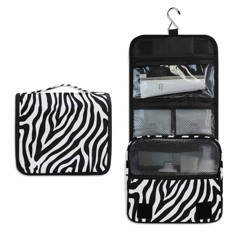 [Australia] - CUTEXL Cosmetic Bag Tribal Abstract Zebra Pattern Large Hanging Wash Gargle Bag Portable Travel Toiletry Bag Makeup Case Organizer for Women Lady 